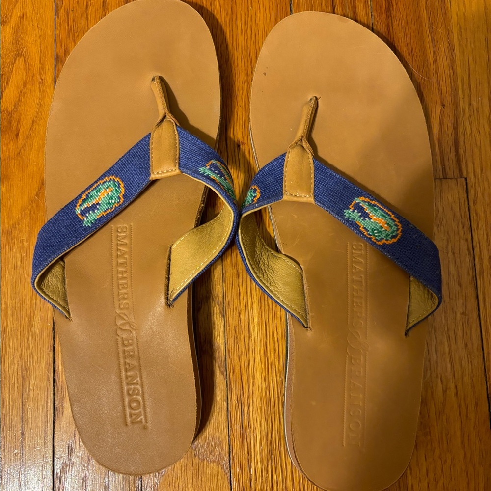 Smathers and Branson Florida Gators needlepoint flip flops. Size 12. Never worn
